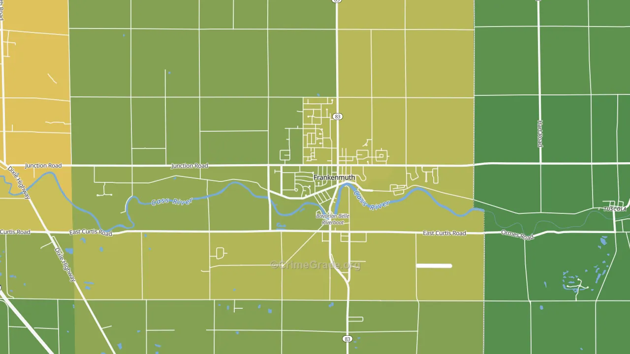 Frankenmuth, MI Map of Vehicle Theft Rates