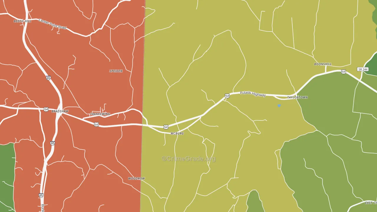 Frankewing, TN Map of Vehicle Theft Rates