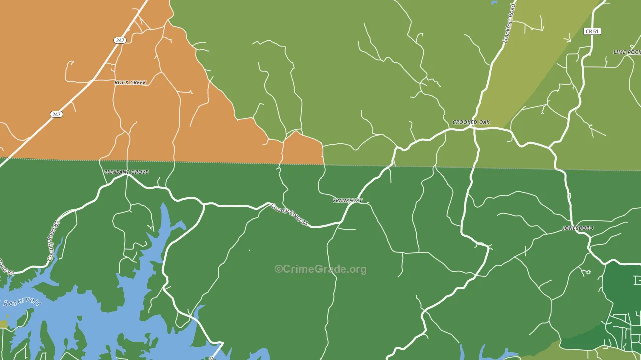 Frankfort, AL Map of Vehicle Theft Rates