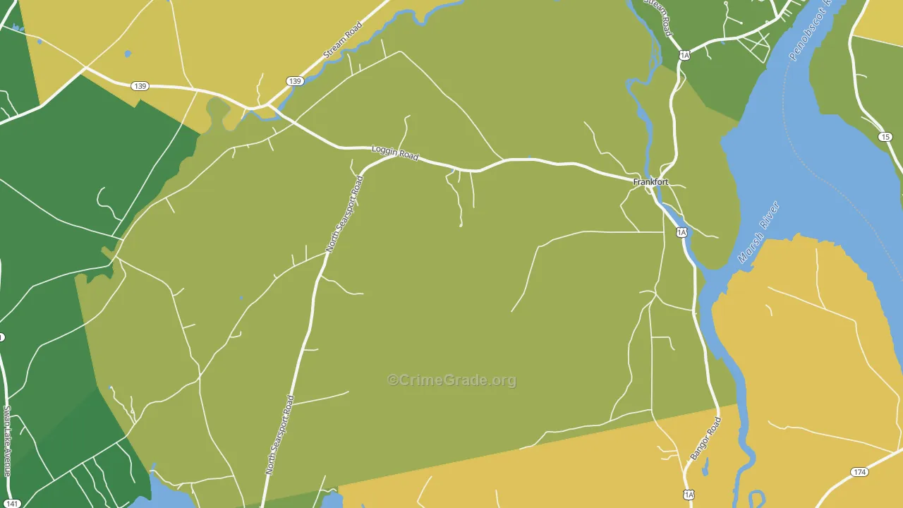 Frankfort, ME Map of Vehicle Theft Rates