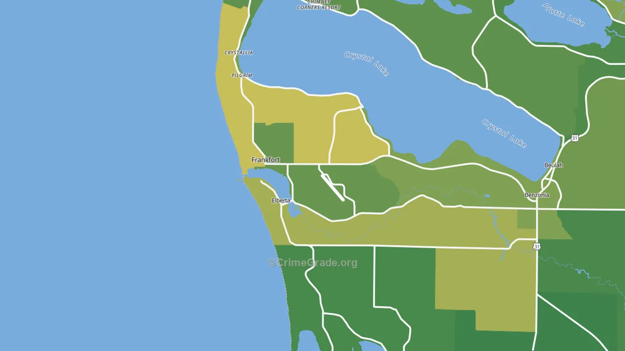 Frankfort, MI Map of Vehicle Theft Rates