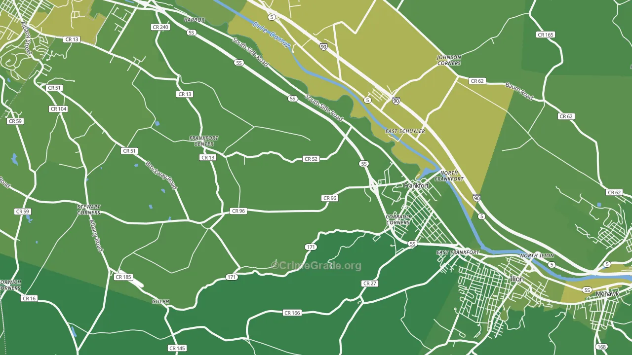 Frankfort, NY Map of Vehicle Theft Rates