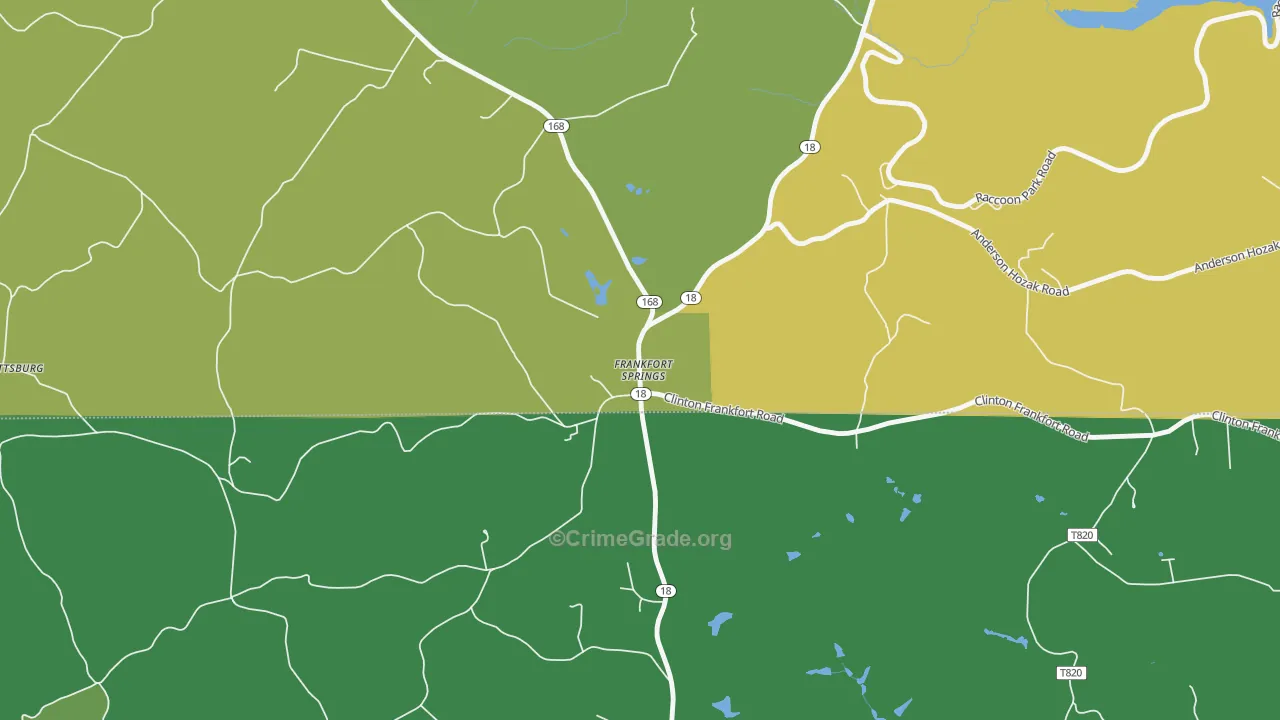 Frankfort Springs, PA Map of Vehicle Theft Rates