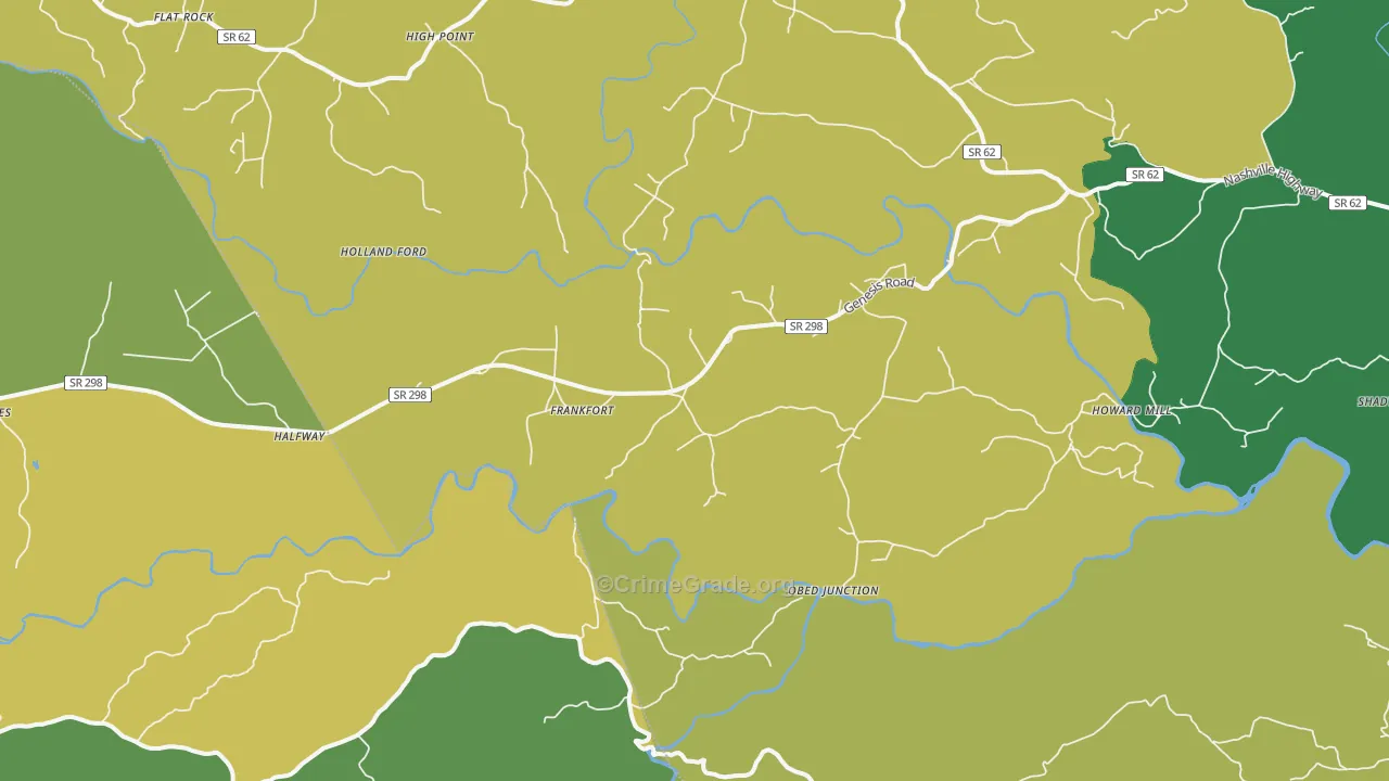 Frankfort, TN Map of Vehicle Theft Rates