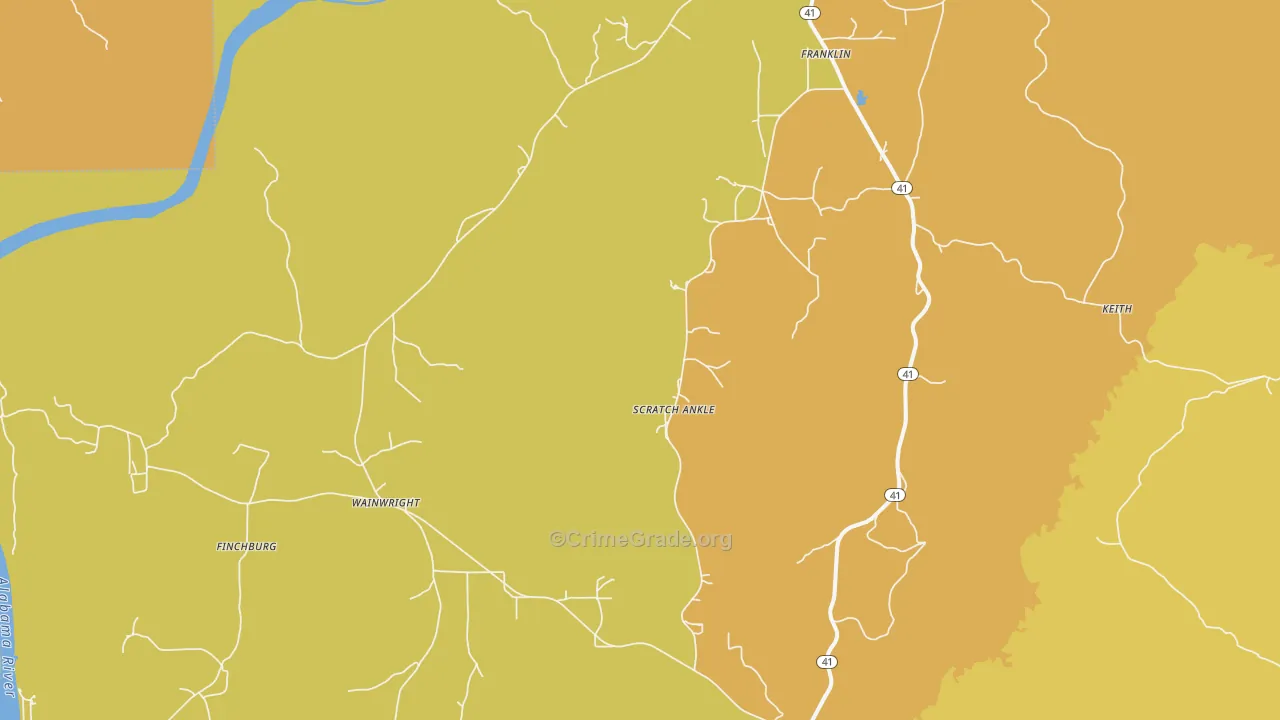 Franklin, AL Map of Vehicle Theft Rates