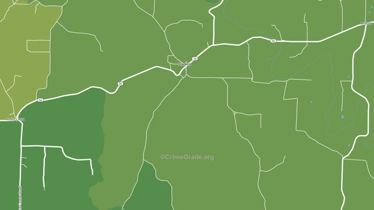 Franklin, AR Map of Vehicle Theft Rates