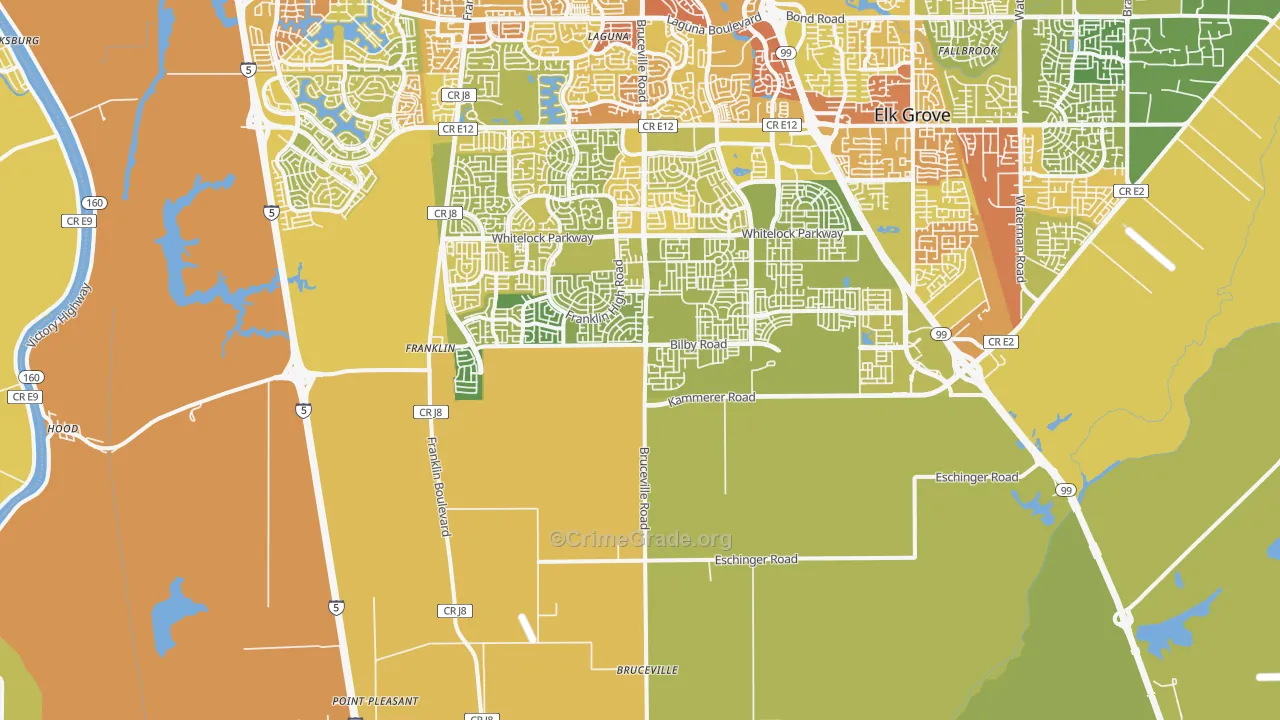 Franklin, CA Map of Vehicle Theft Rates
