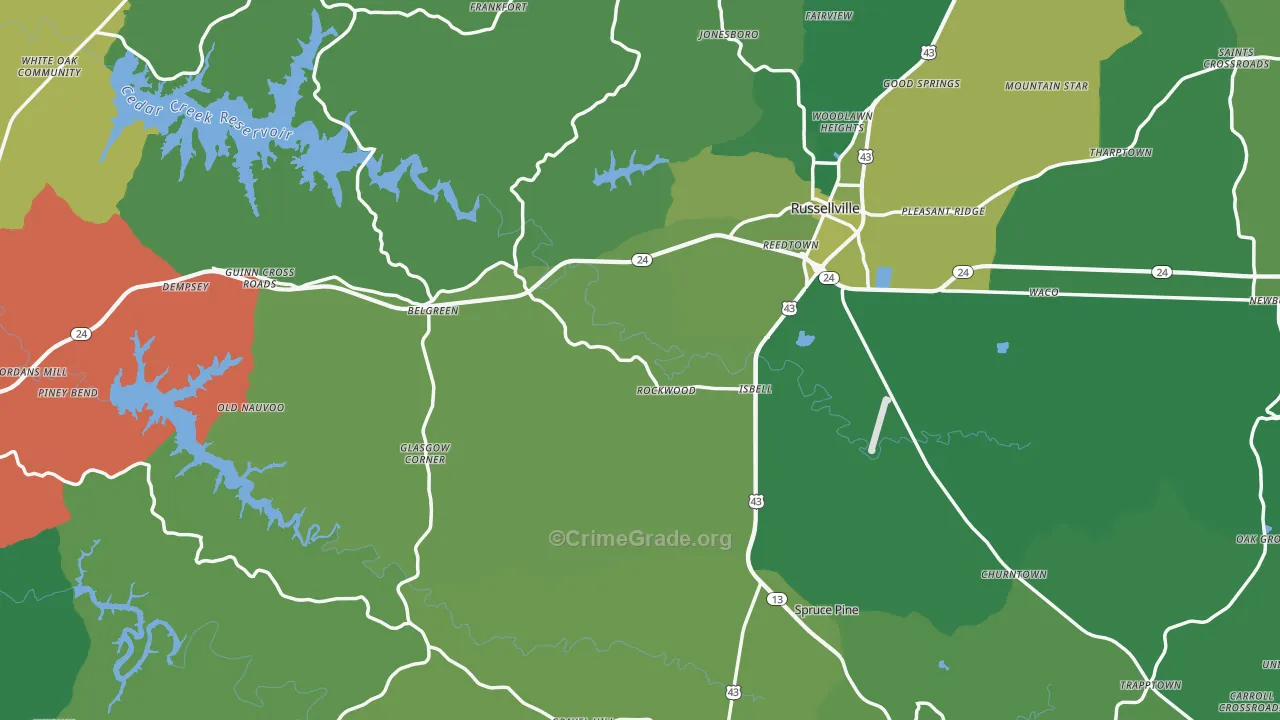 Franklin County, AL Map of Vehicle Theft Rates