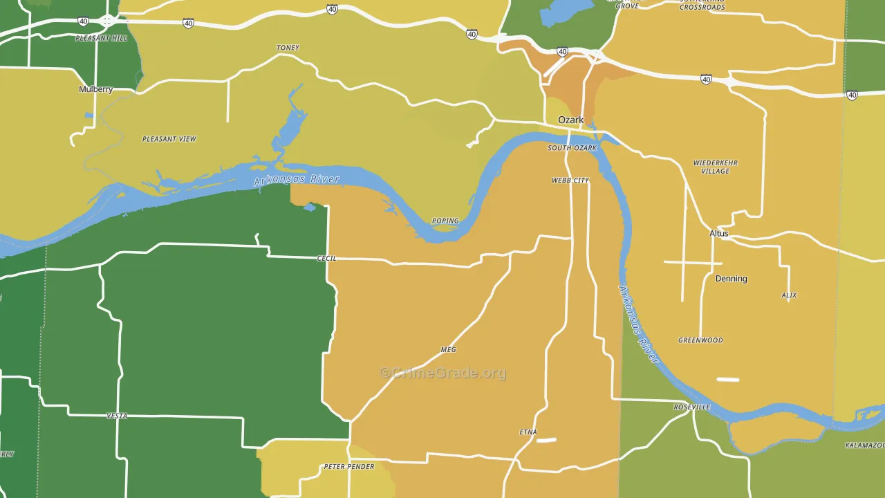 Franklin County, AR Map of Vehicle Theft Rates