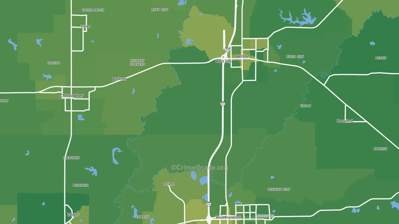 Franklin County, IL Map of Vehicle Theft Rates