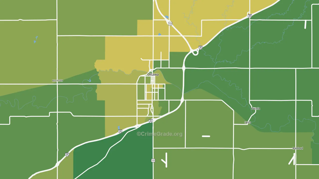 Franklin County, KS Map of Vehicle Theft Rates