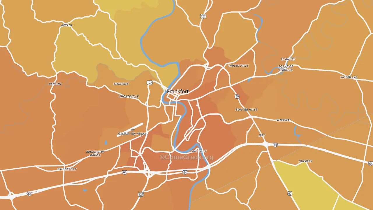 Franklin County, KY Map of Vehicle Theft Rates