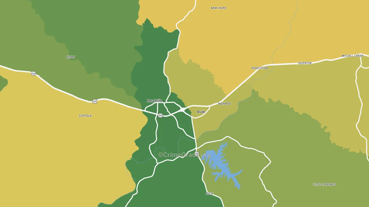 Franklin County, MS Map of Vehicle Theft Rates