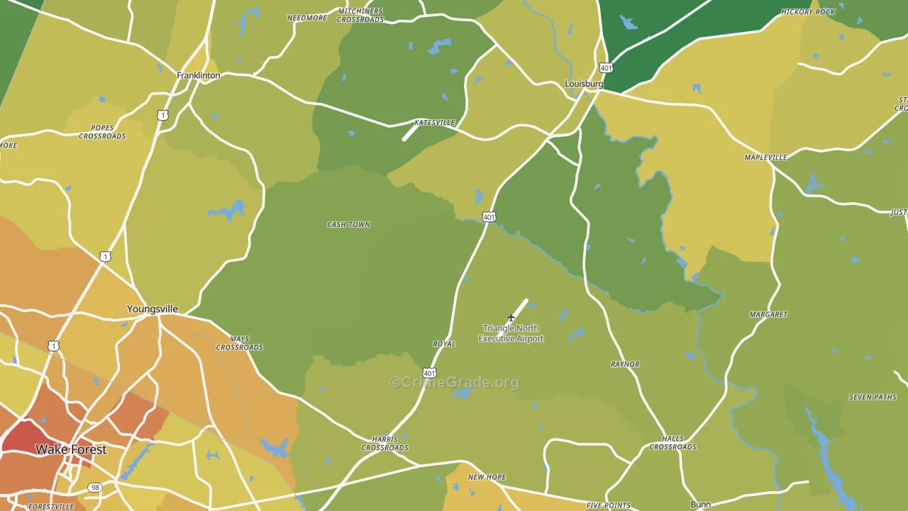 Franklin County, NC Map of Vehicle Theft Rates