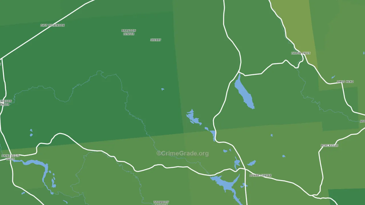 Franklin County, NY Map of Vehicle Theft Rates