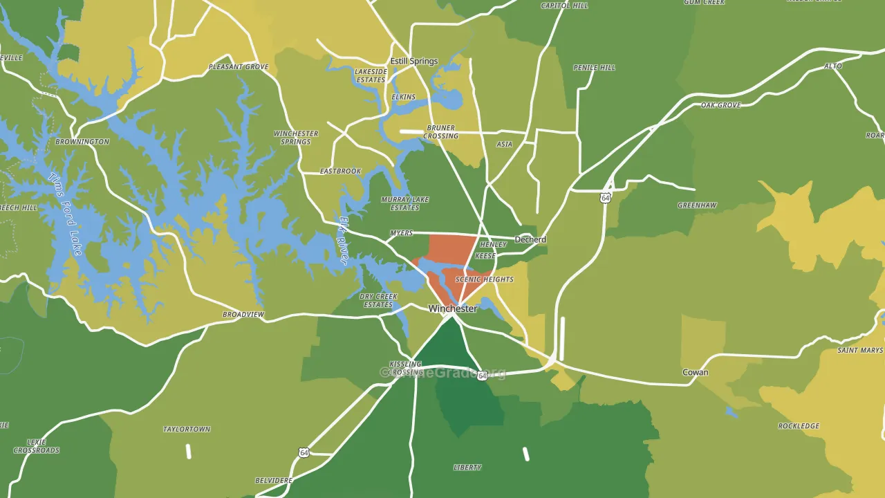 Franklin County, TN Map of Vehicle Theft Rates