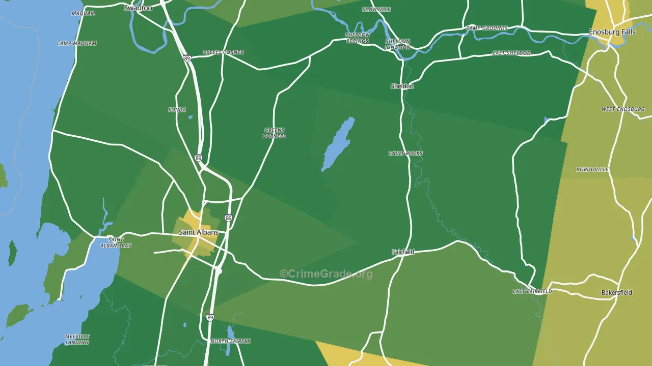 Franklin County, VT Map of Vehicle Theft Rates