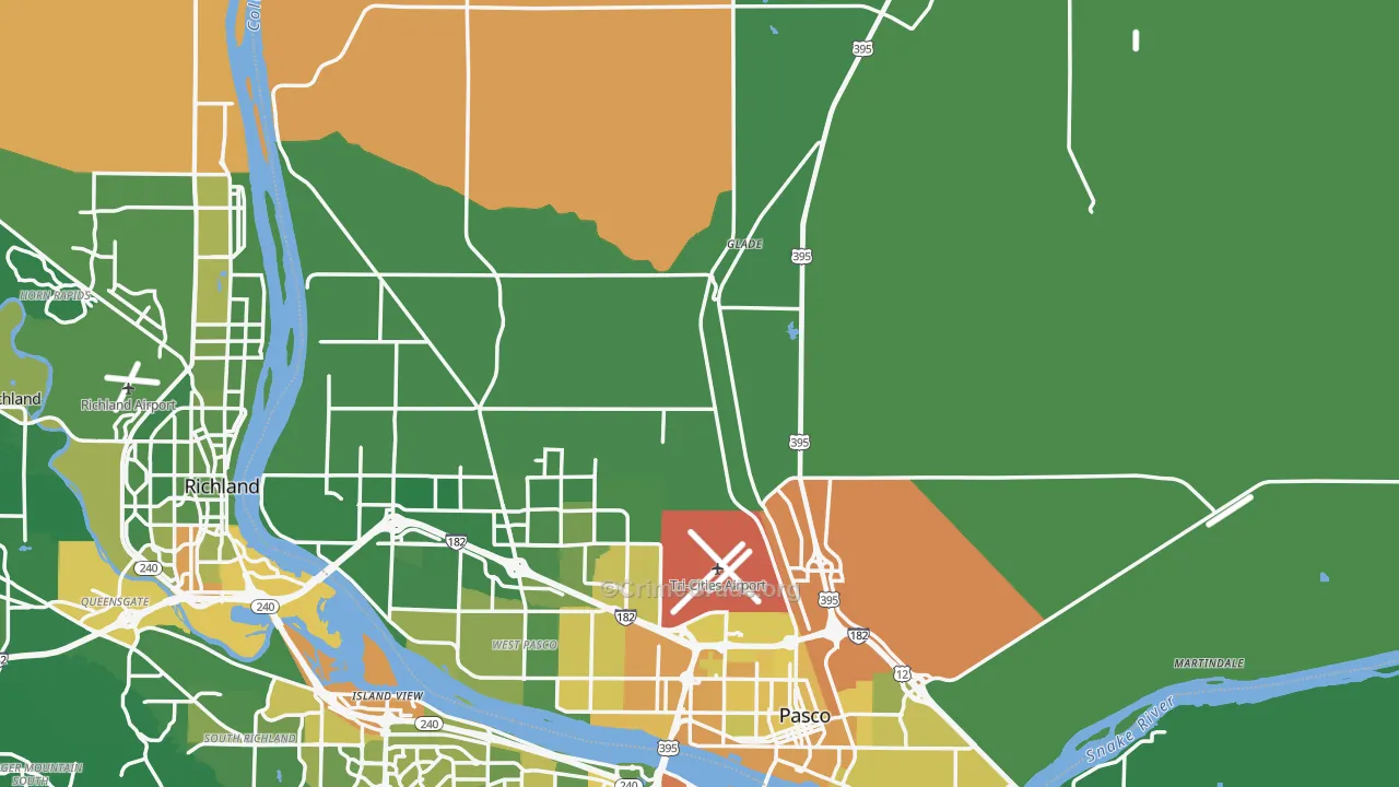 Franklin County, WA Map of Vehicle Theft Rates