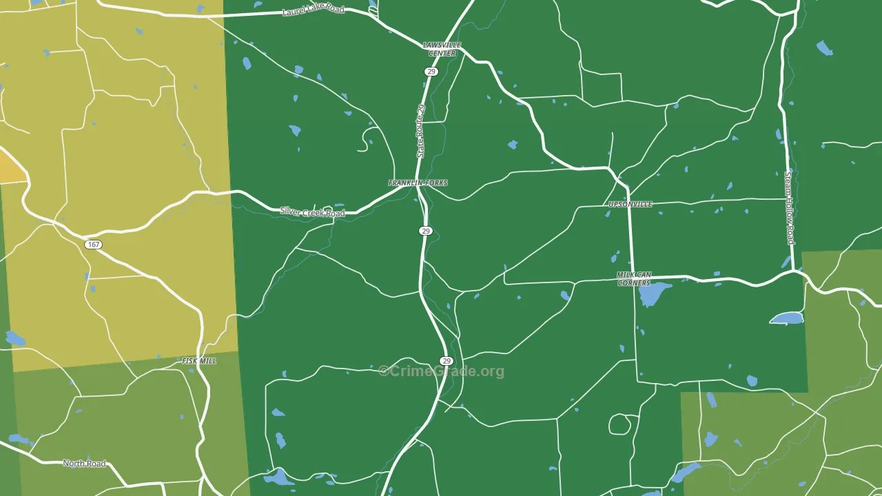 Franklin Forks, PA Map of Vehicle Theft Rates
