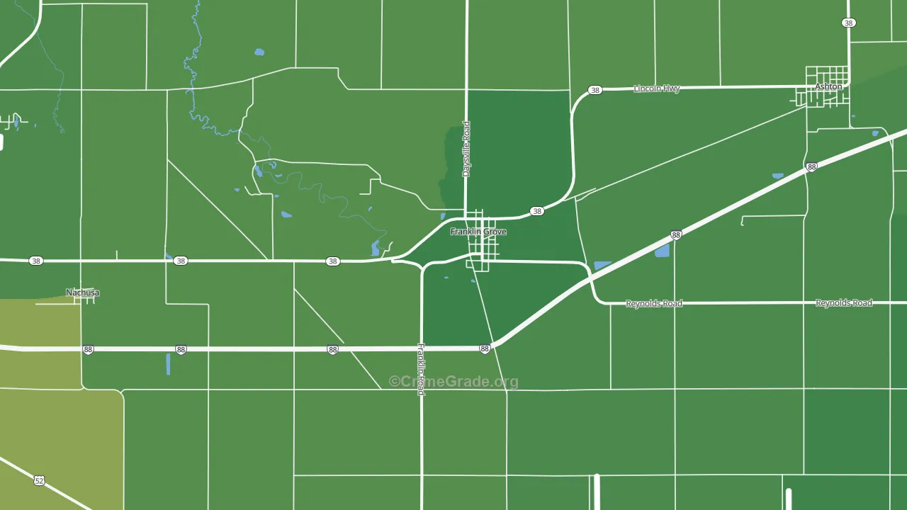 Franklin Grove, IL Map of Vehicle Theft Rates