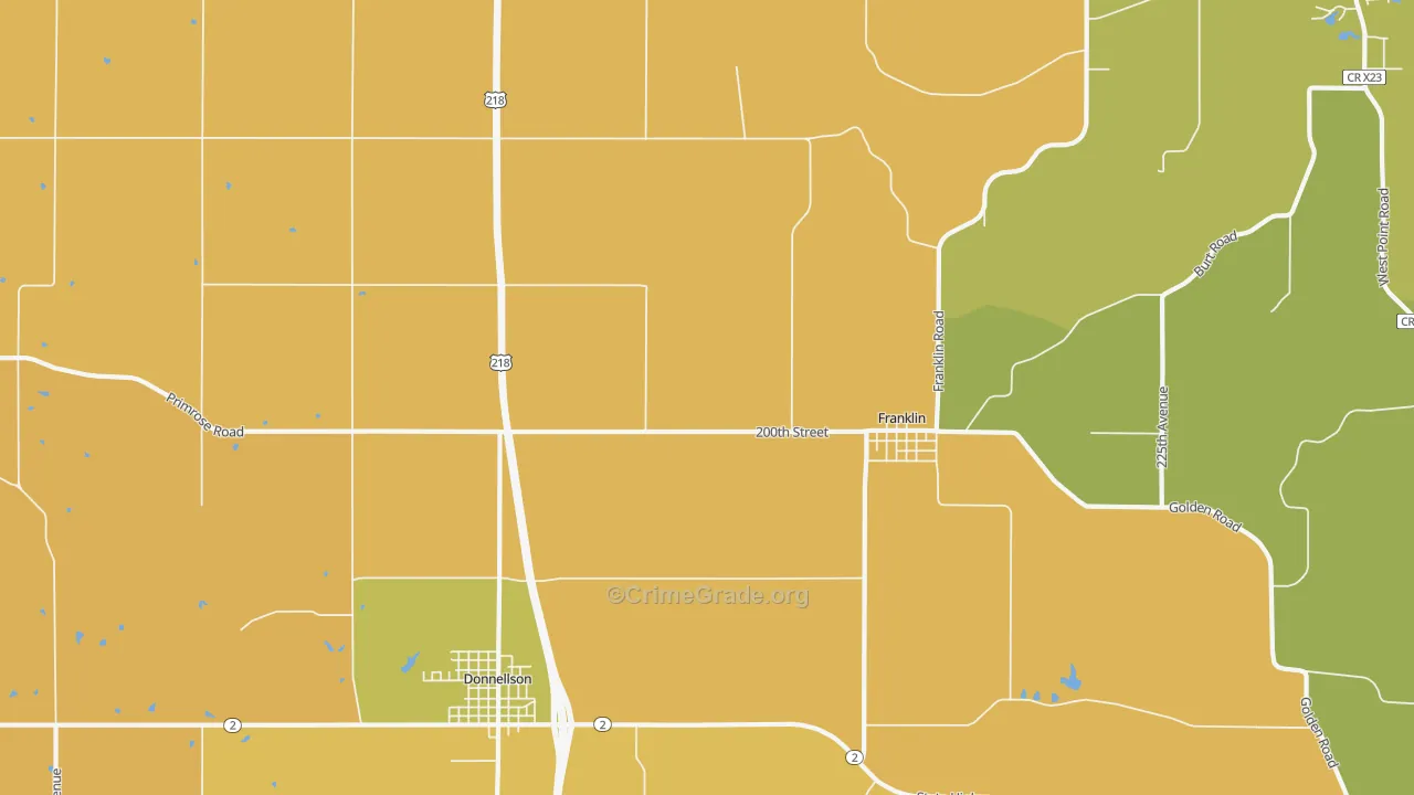 Franklin, IA Map of Vehicle Theft Rates