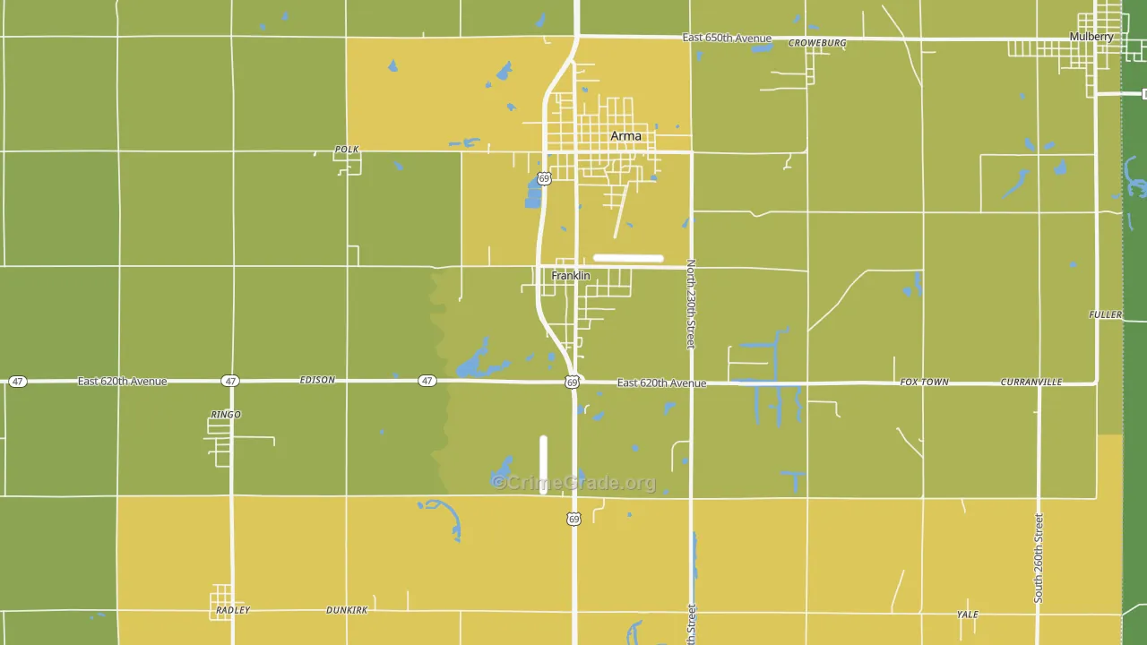 Franklin, KS Map of Vehicle Theft Rates
