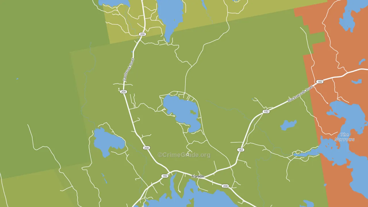Franklin, ME Map of Vehicle Theft Rates