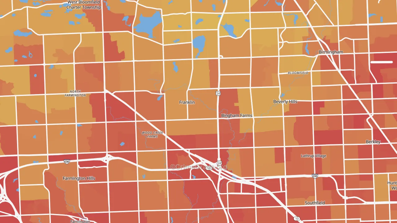Franklin, MI Map of Vehicle Theft Rates