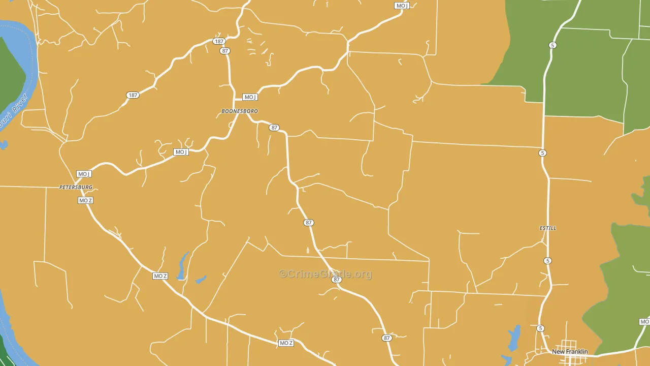Franklin, MO Map of Vehicle Theft Rates