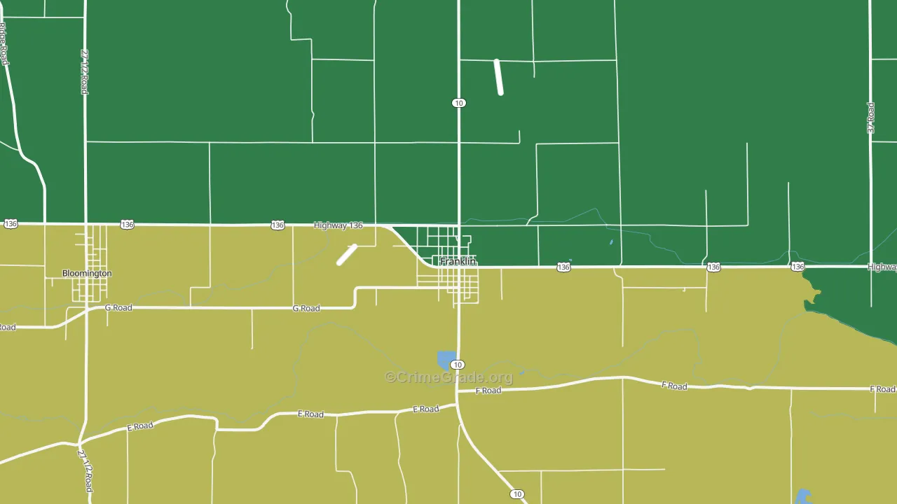 Franklin, NE Map of Vehicle Theft Rates