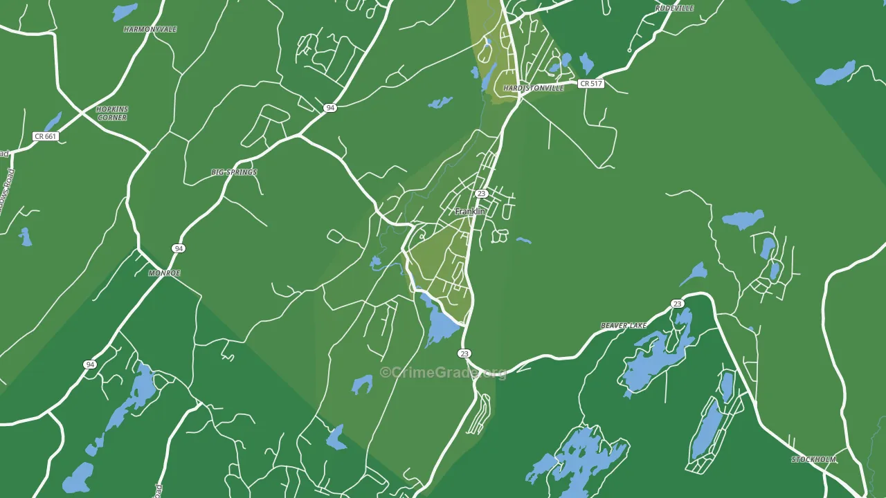 Franklin, NJ Map of Vehicle Theft Rates