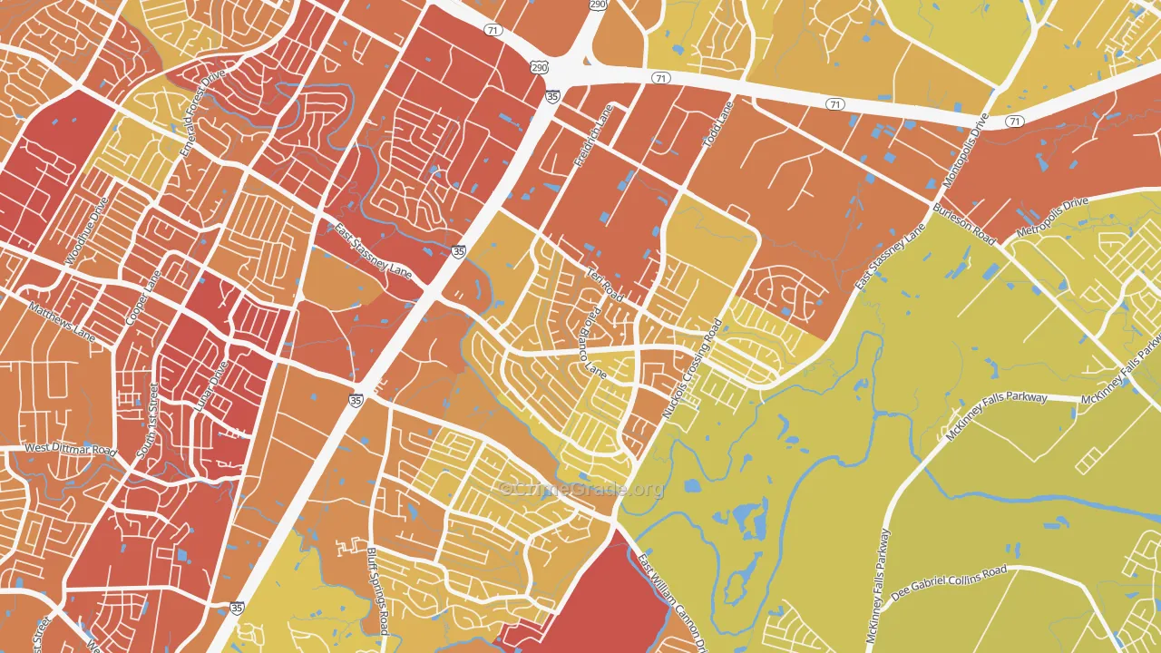 Franklin Park, Austin, TX Map of Vehicle Theft Rates