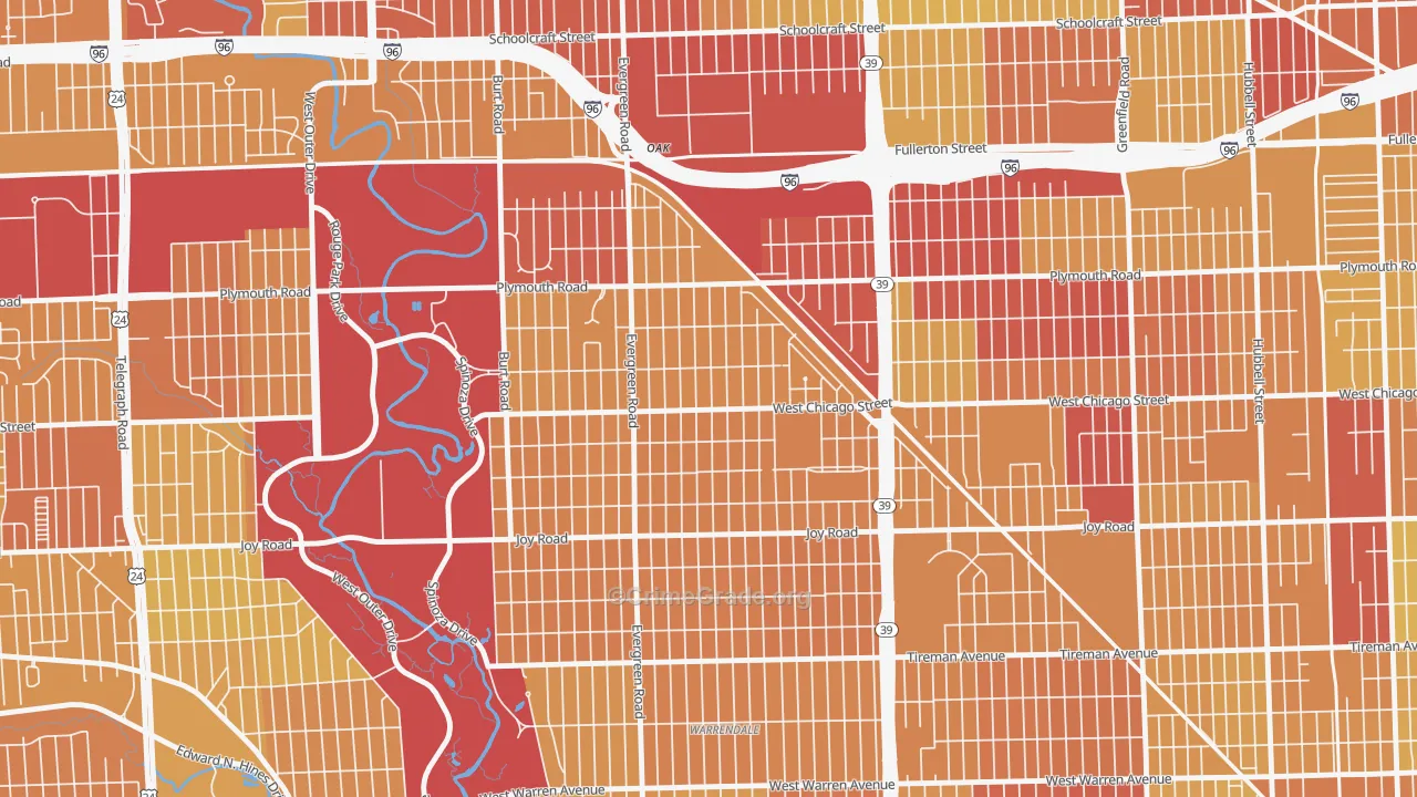 Franklin Park, Detroit, MI Map of Vehicle Theft Rates