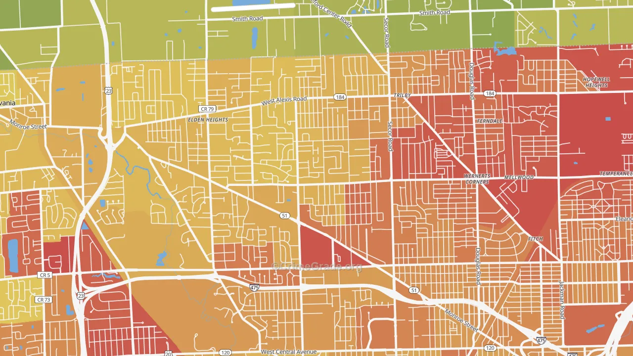 Franklin Park, Toledo, OH Map of Vehicle Theft Rates