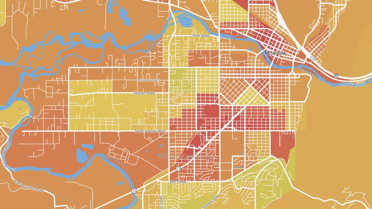 Franklin To The Fort, Missoula, MT Map of Vehicle Theft Rates