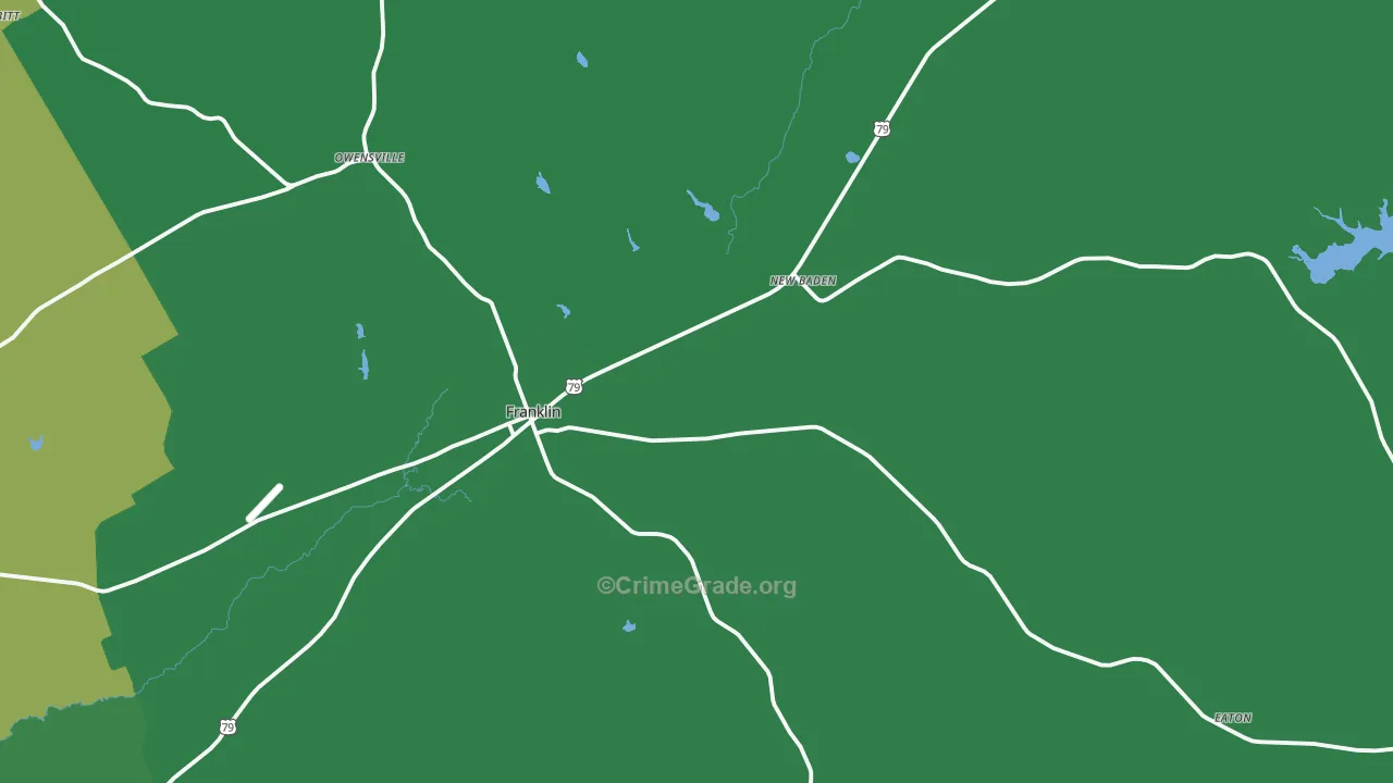 Franklin, TX Map of Vehicle Theft Rates