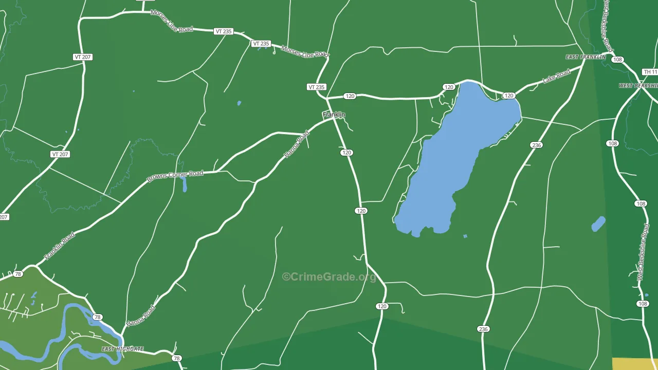 Franklin, VT Map of Vehicle Theft Rates