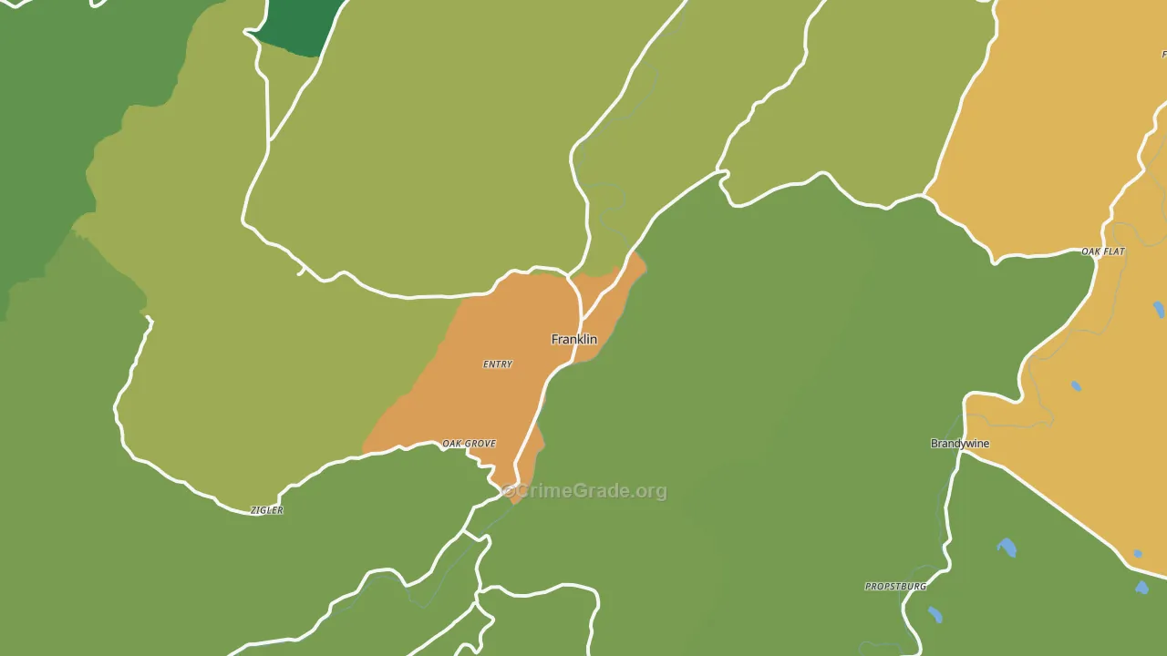 Franklin, WV Map of Vehicle Theft Rates