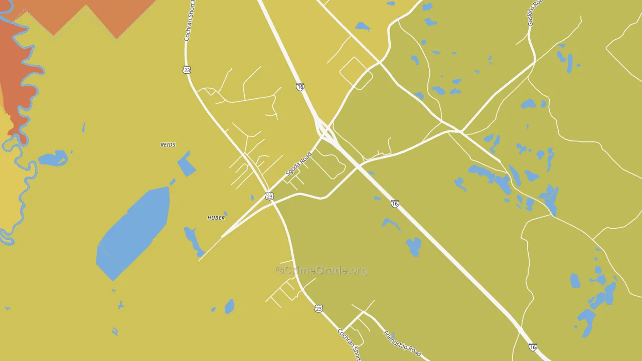 Franklinton, GA Map of Vehicle Theft Rates