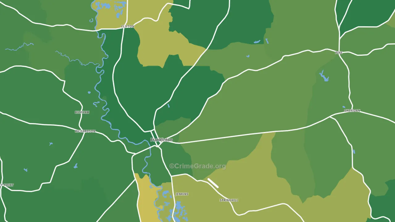 Franklinton, LA Map of Vehicle Theft Rates