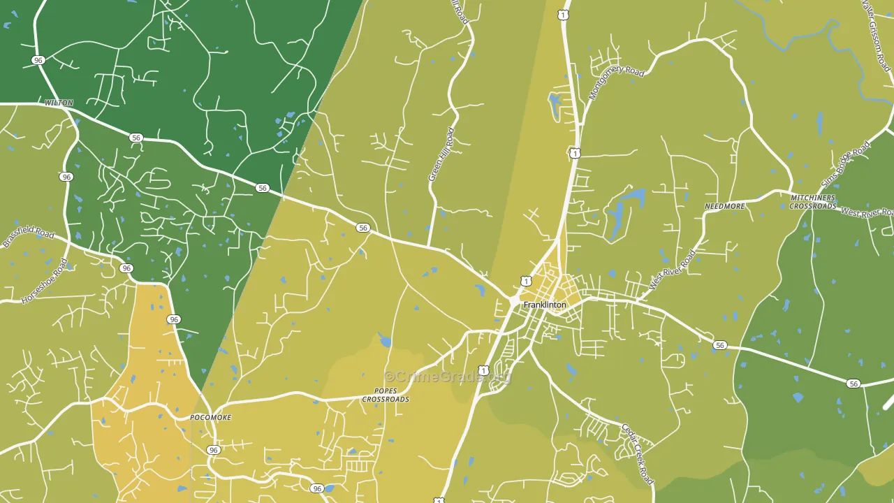 Franklinton, NC Map of Vehicle Theft Rates