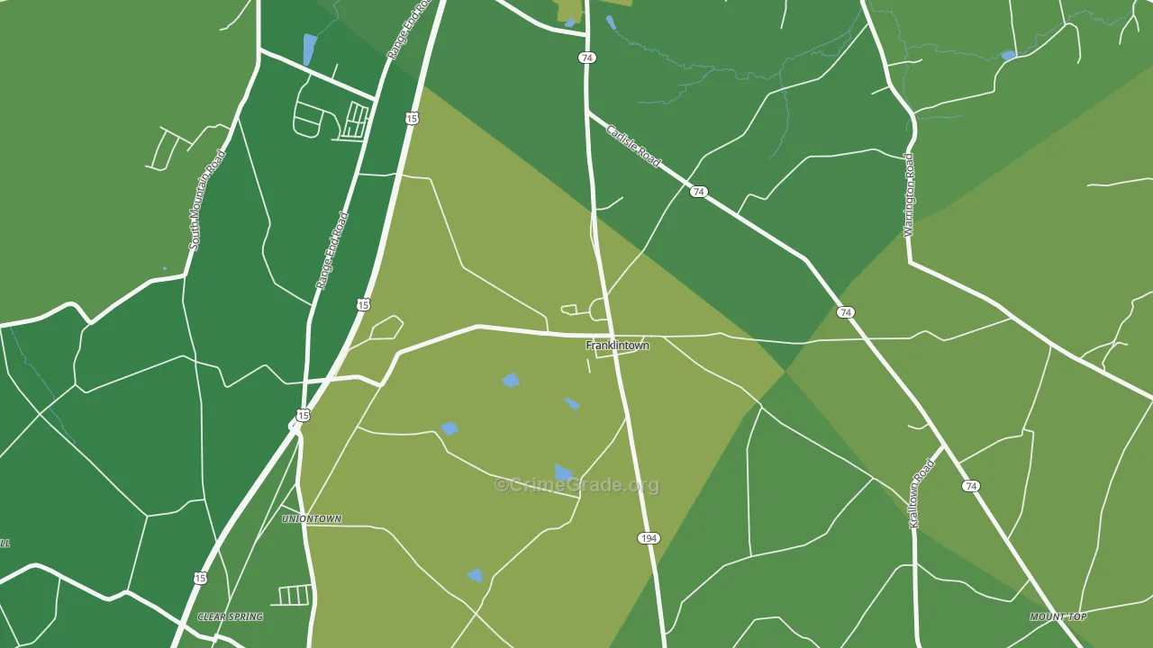 Franklintown, PA Map of Vehicle Theft Rates