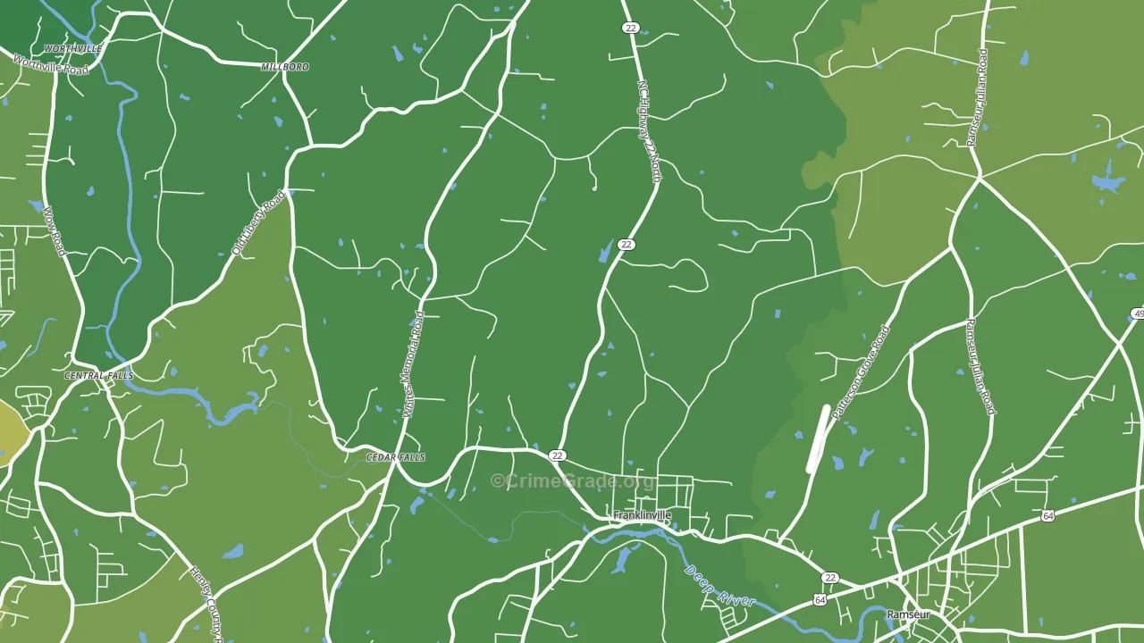 Franklinville, NC Map of Vehicle Theft Rates