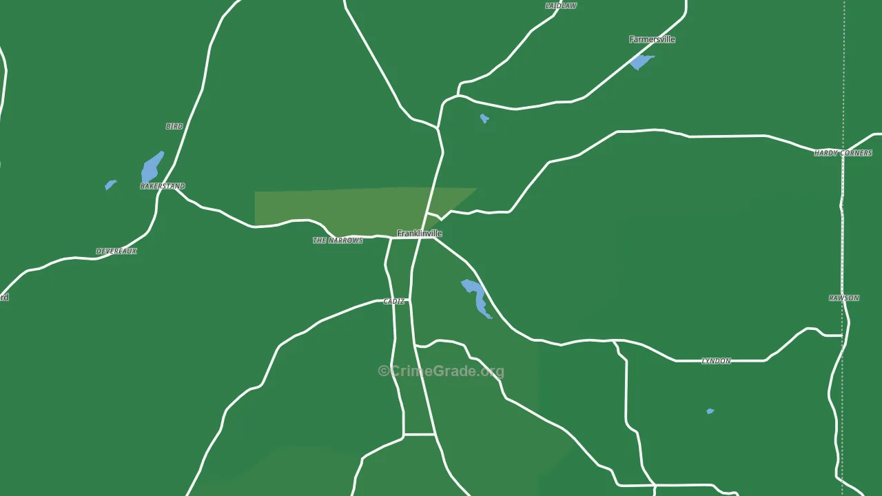 Franklinville, NY Map of Vehicle Theft Rates