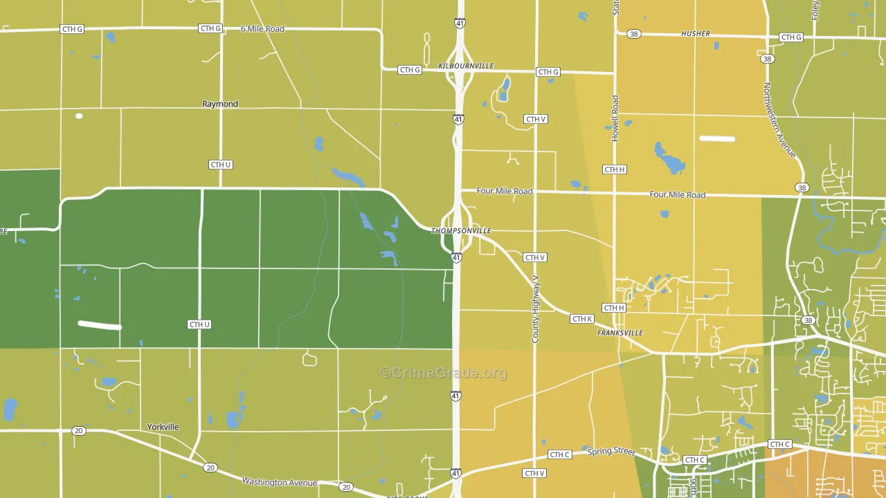 Franksville, WI Map of Vehicle Theft Rates