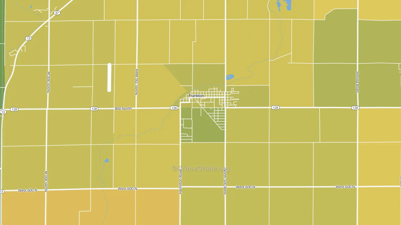 Frankton, IN Map of Vehicle Theft Rates