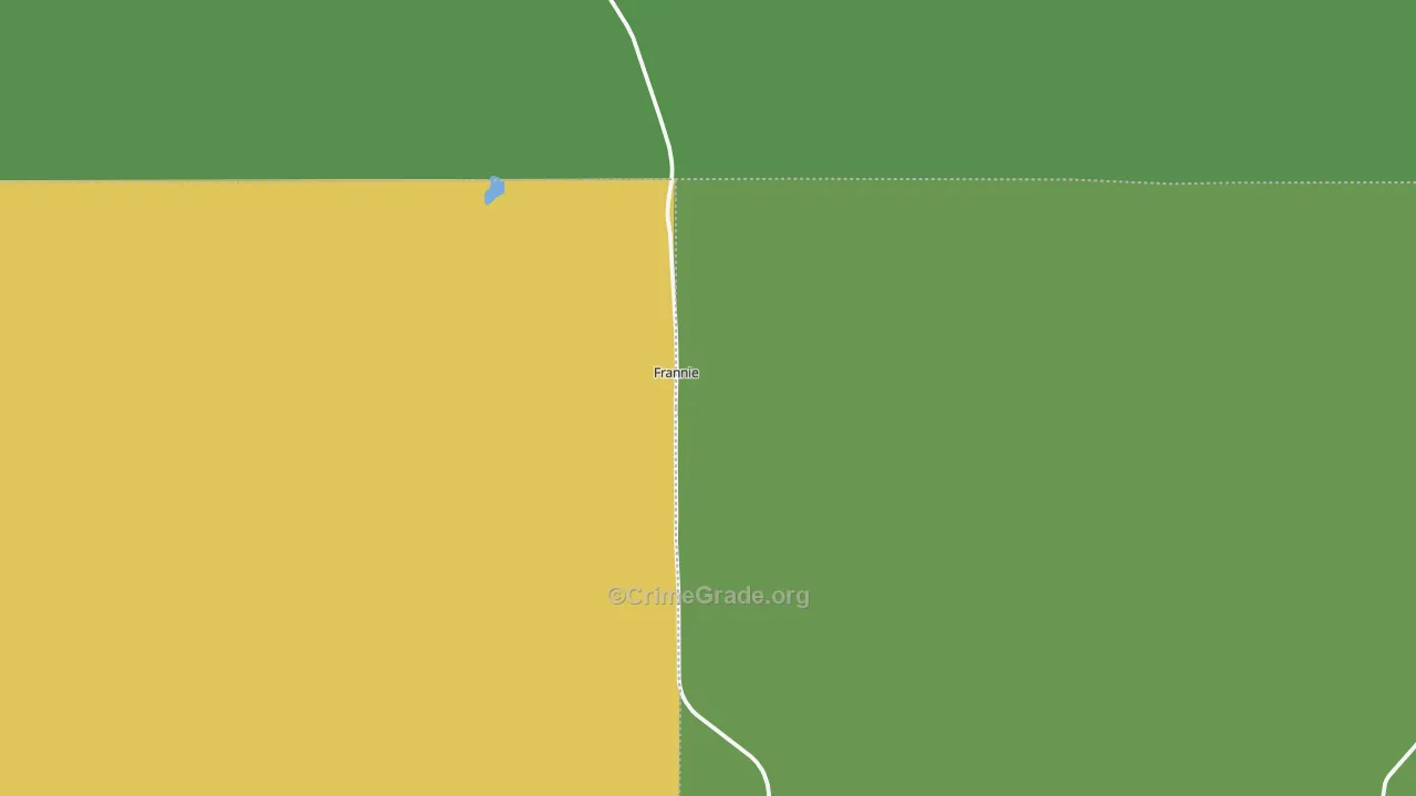 Frannie, WY Map of Vehicle Theft Rates