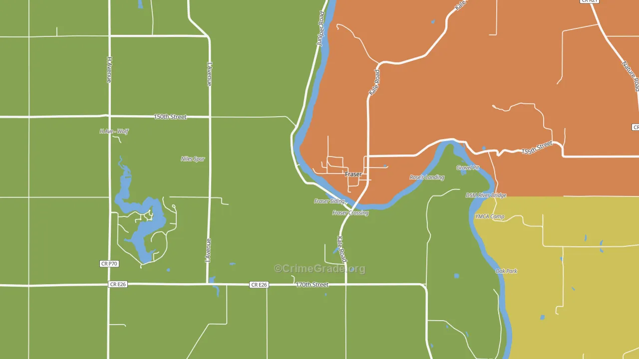 Fraser, IA Map of Vehicle Theft Rates