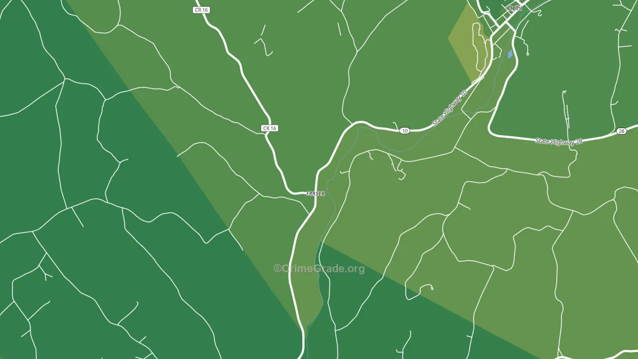 Fraser, NY Map of Vehicle Theft Rates