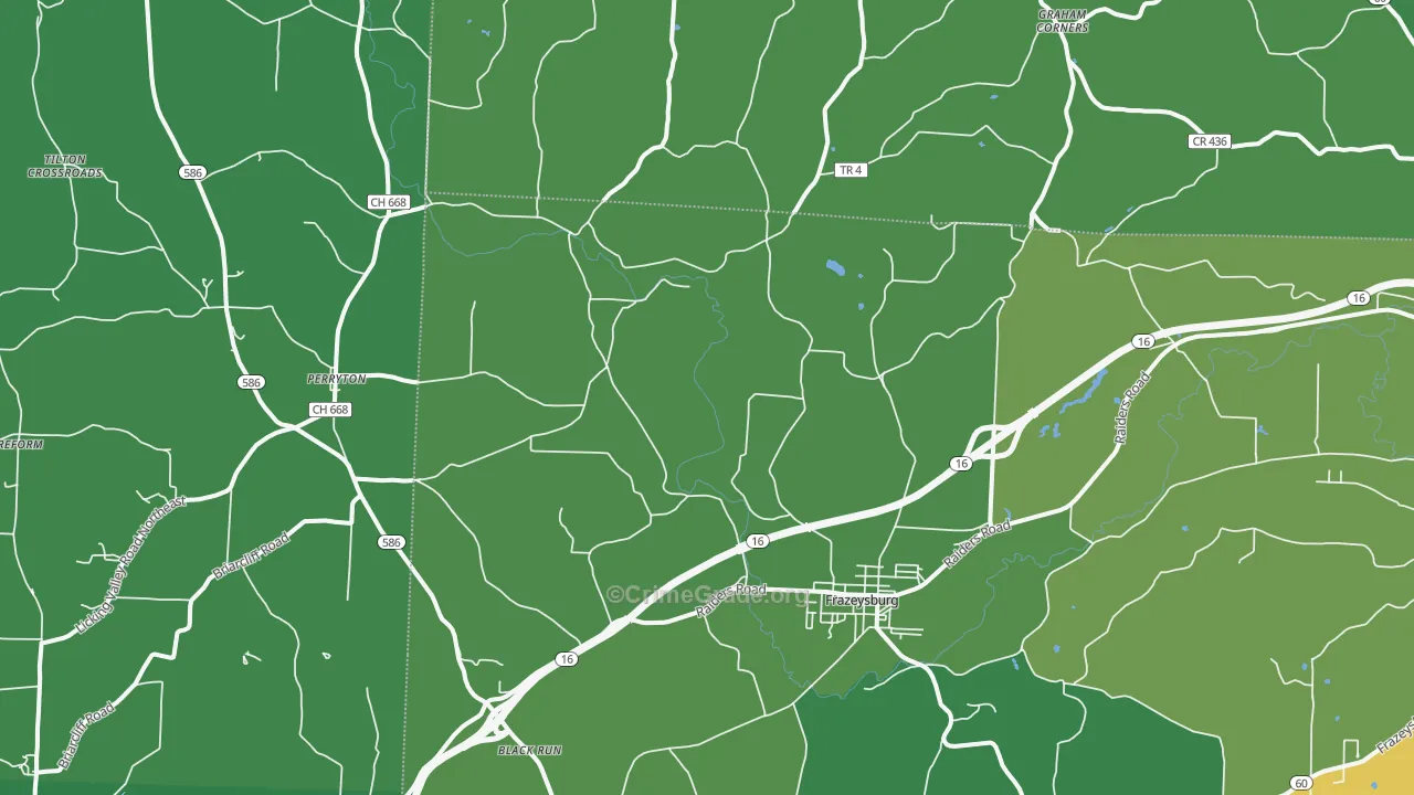 Frazeysburg, OH Map of Vehicle Theft Rates
